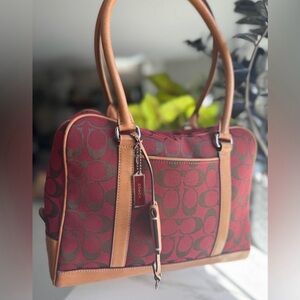 Vintage Coach Red and Tan Satchel purse